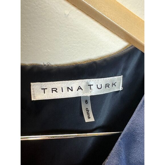 Trina Turk Women's R121134 Size 6 Blue Sheath Dress Sleeveless Boat Neck EUC - Picture 6 of 6